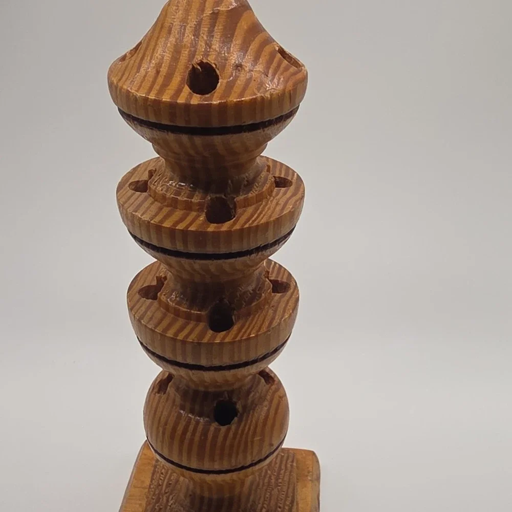 Handmade Wooden Decorative Accent Sculpture with‎ Multiple Holes